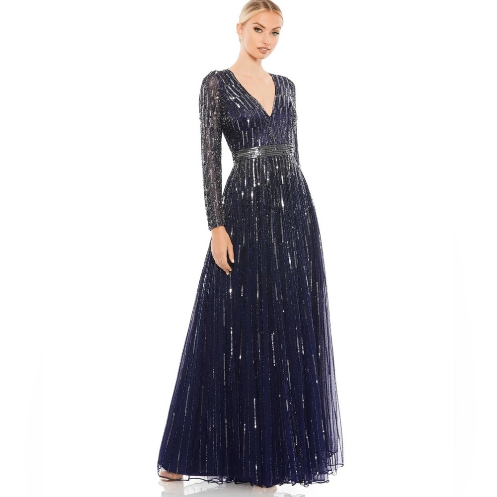 Mac Duggal Midnight Sequin Maxi Gown